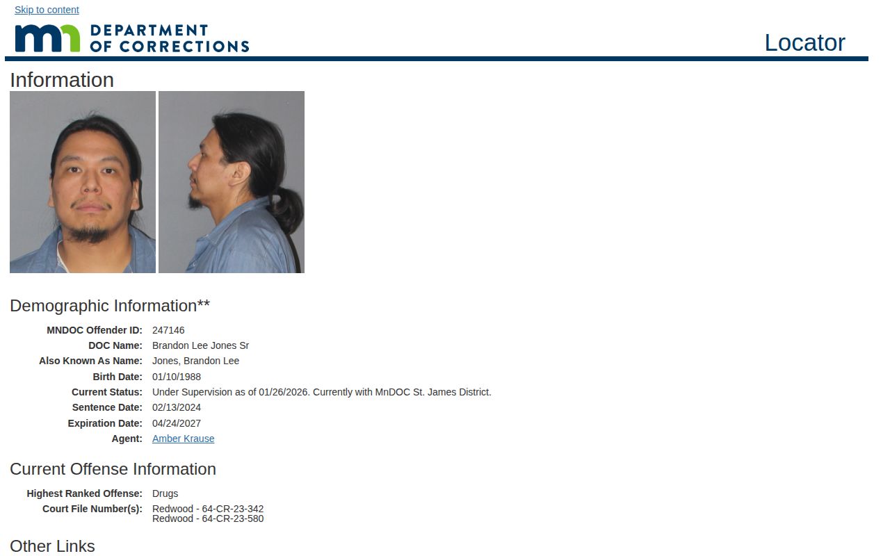 Minnesota DOC facility release into supervision detail for a Wright County search